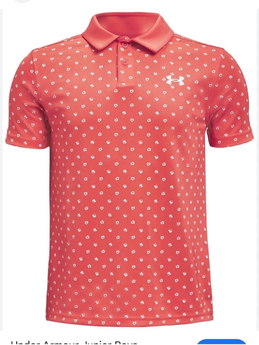 Under Armour Boys Golf Polo Small Youth Red Floral Print HeatGear Shirt